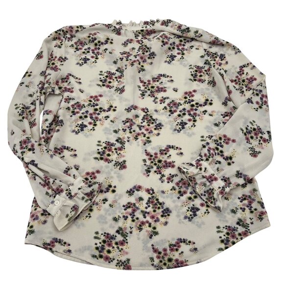 Carolina Belle Floral Long Sleeve Blouse L/G White Purple Pink Polyester - Picture 6 of 7